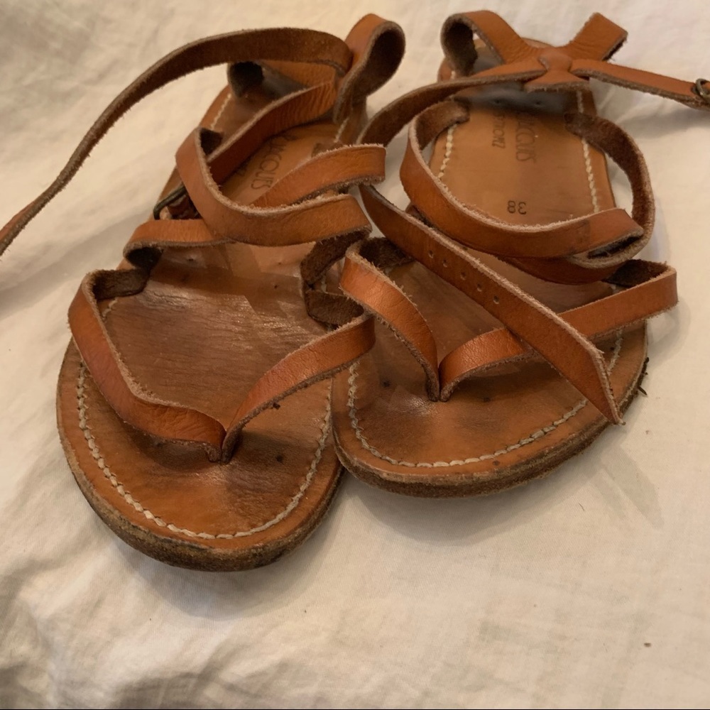 Anthro K.Jacques brown leather sandals shoes 38 - Picture 6 of 9